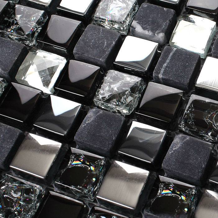 black glass wall tiles